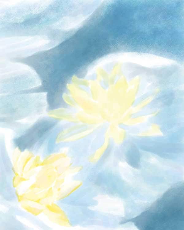 オーダーペイント　水彩画　エビネ ひとりで描ける水彩画（2） ネガティブ・ペイントで枯葉を描
