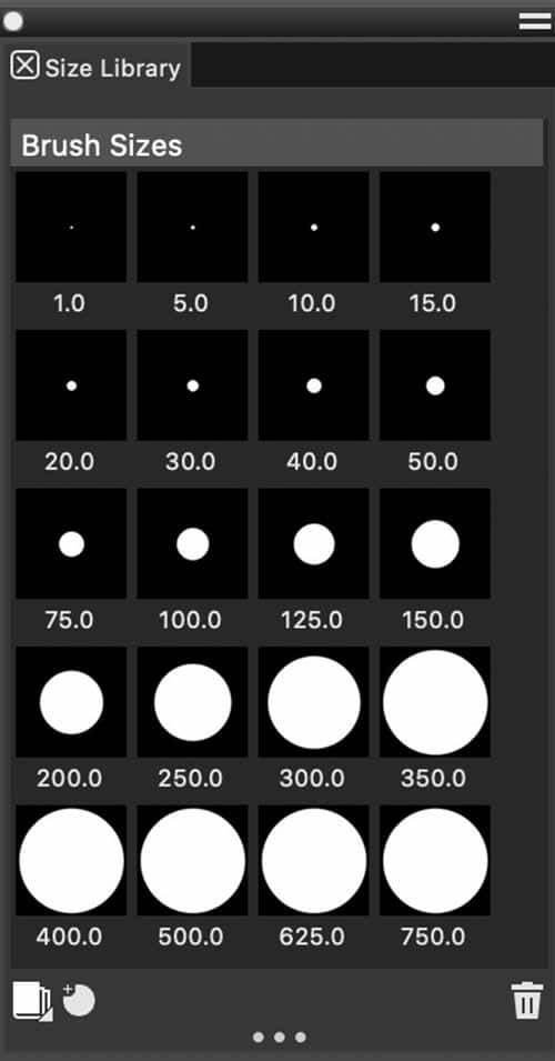 Brush size selector