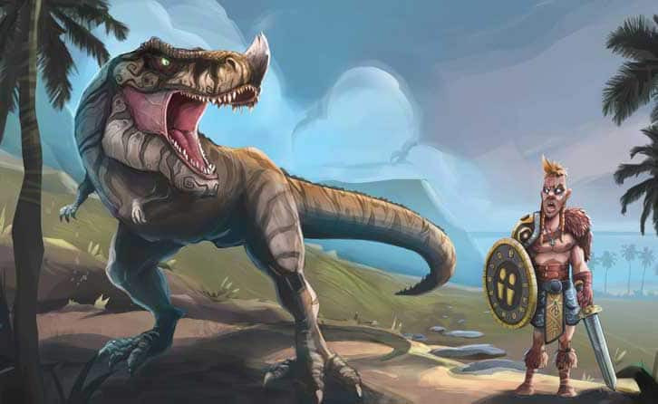 Dinosaur and Viking